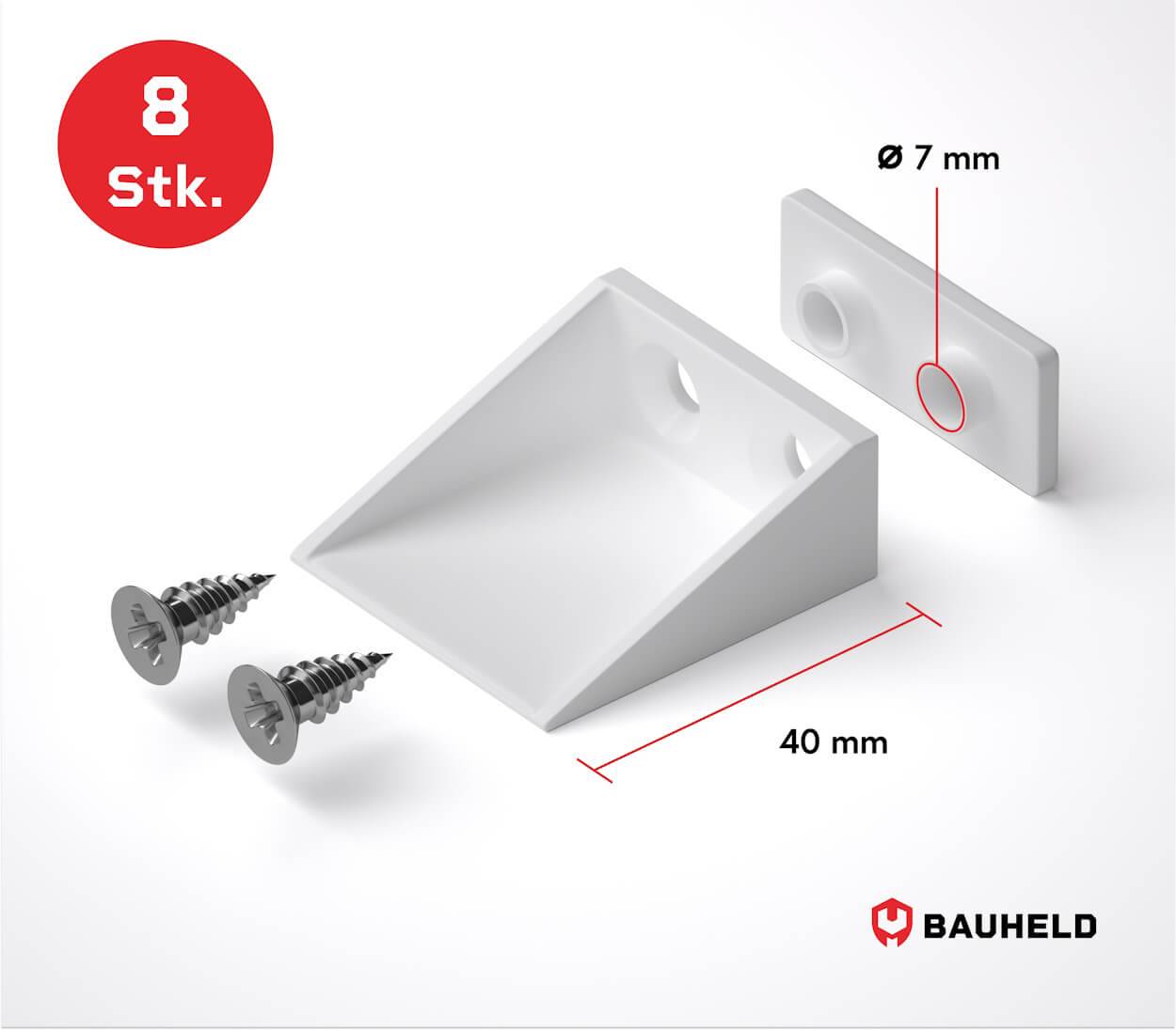 BAUHELD Rollladen Anschlagwinkel 40mm Weiß 8 Stück-1