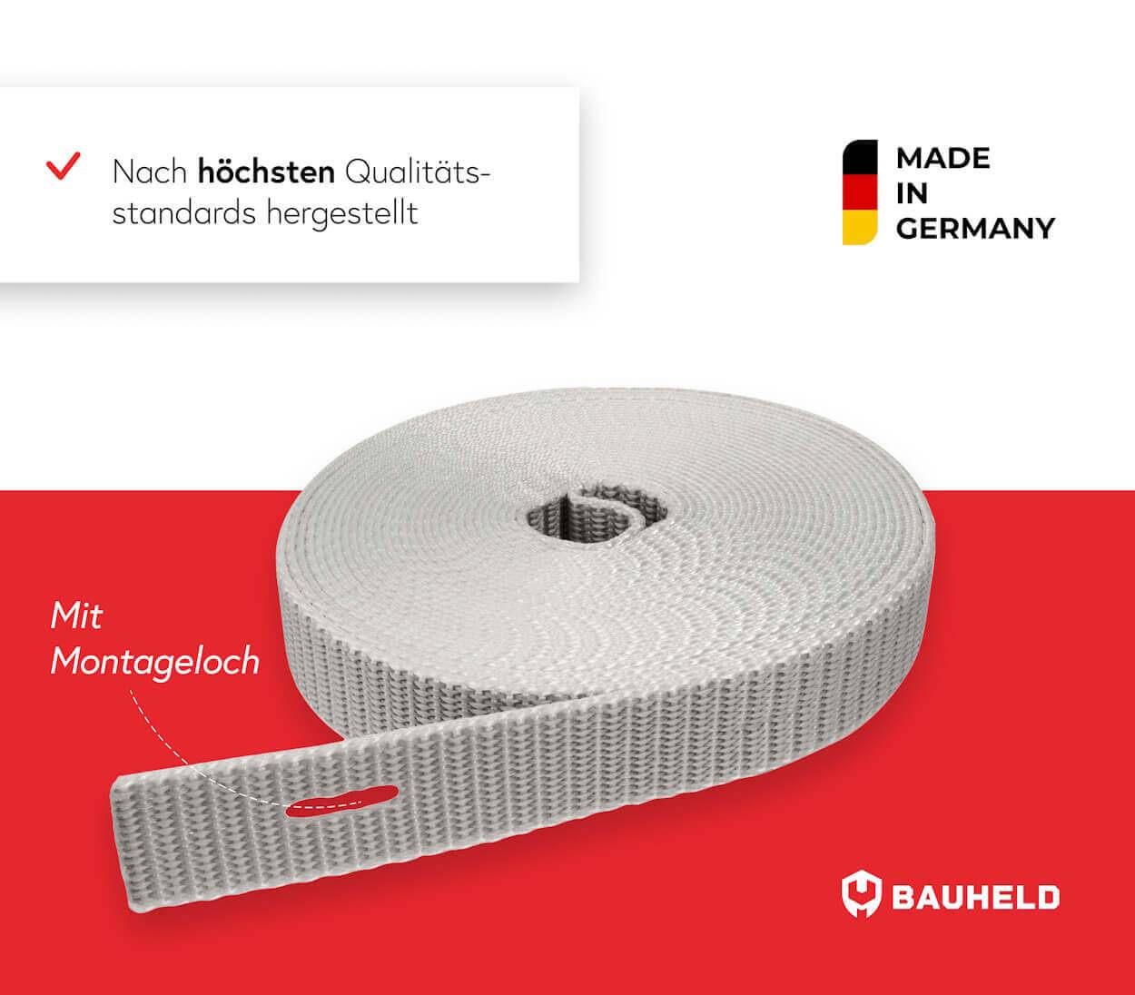 BAUHELD 6m Rollladengurt 23mm Grau-4
