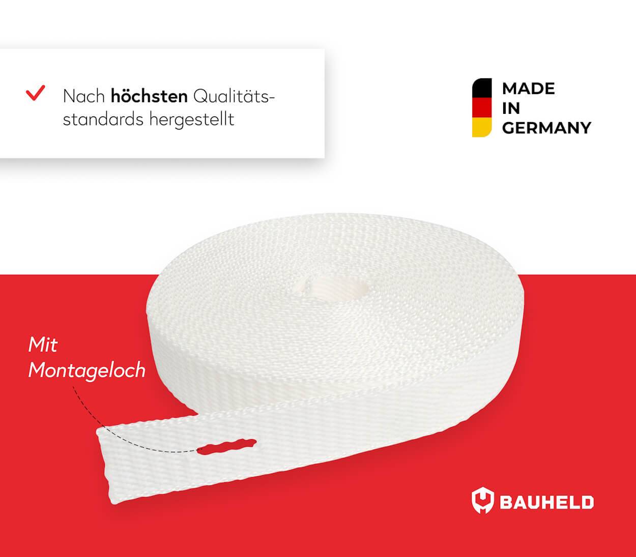 BAUHELD 6m Rollladengurt 14mm Weiß-3