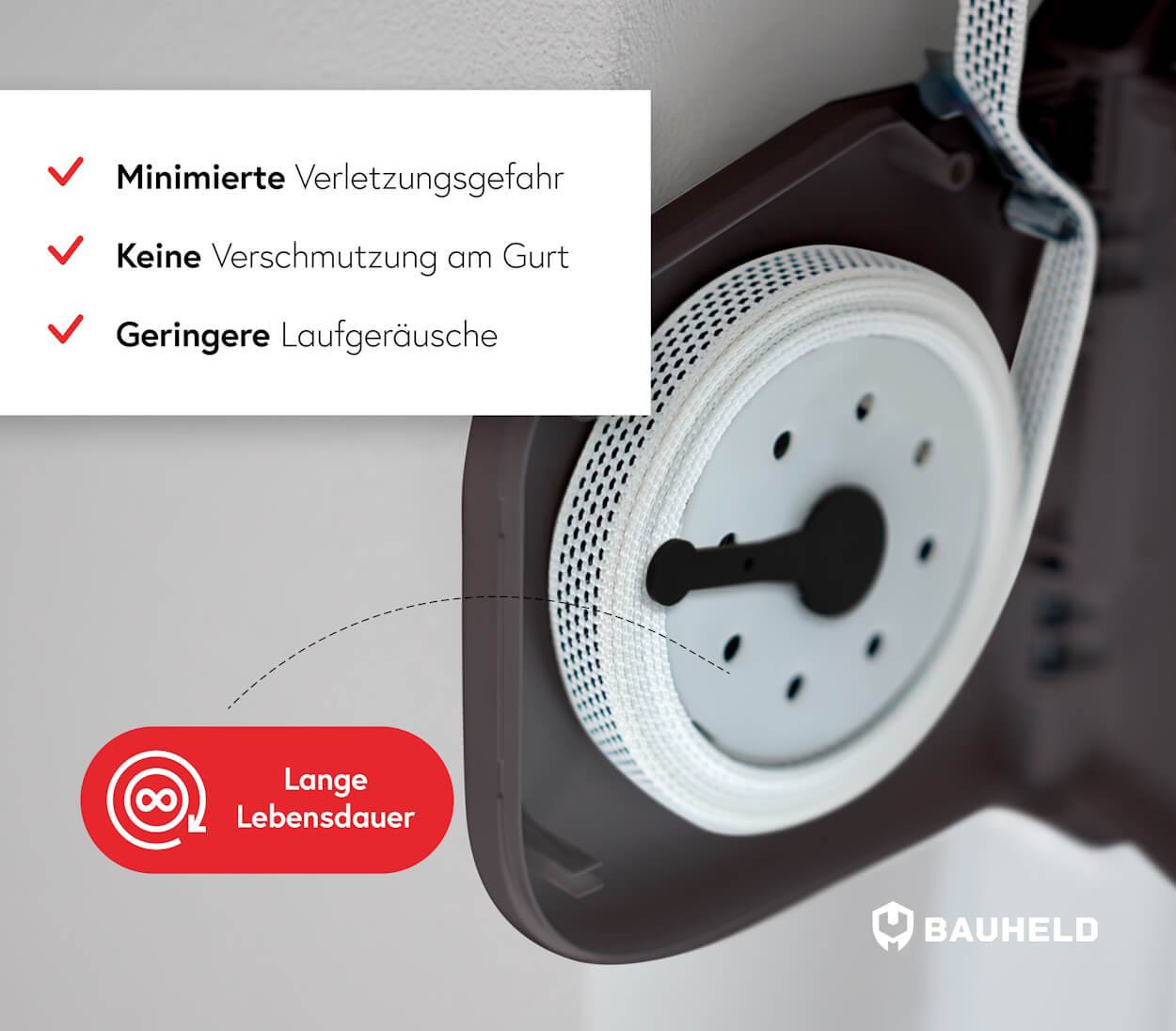 BAUHELD Rollladen Gurtwickler Aufputz 14mm Mini Aufklappbar mit Kunststofftrommel Braun-3