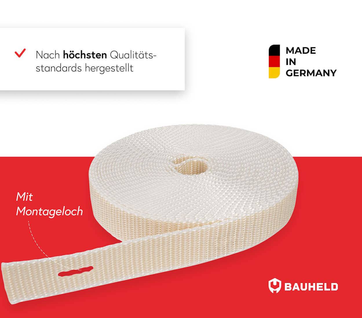 BAUHELD 6m Rollladengurt 23mm Beige-3