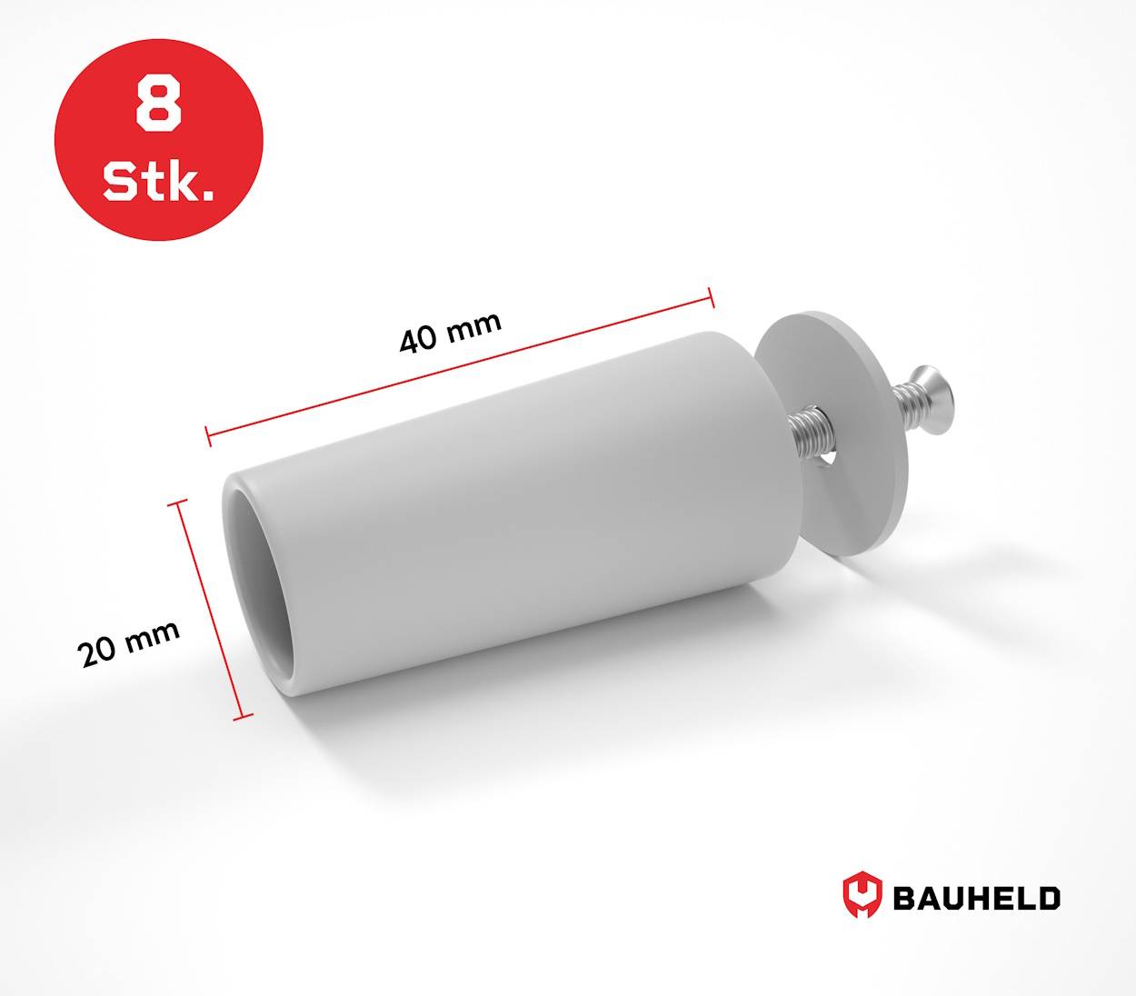 BAUHELD Rollladenstopper 40mm Hellgrau Offen 8 Stück-2