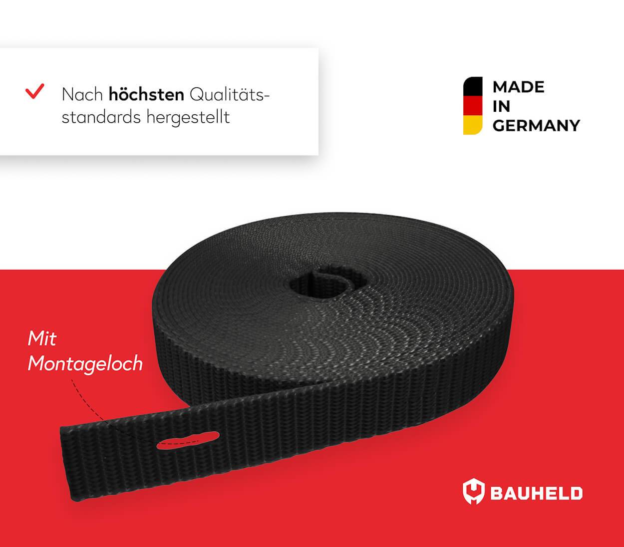 BAUHELD 6m Rollladengurt 14mm Schwarz-3