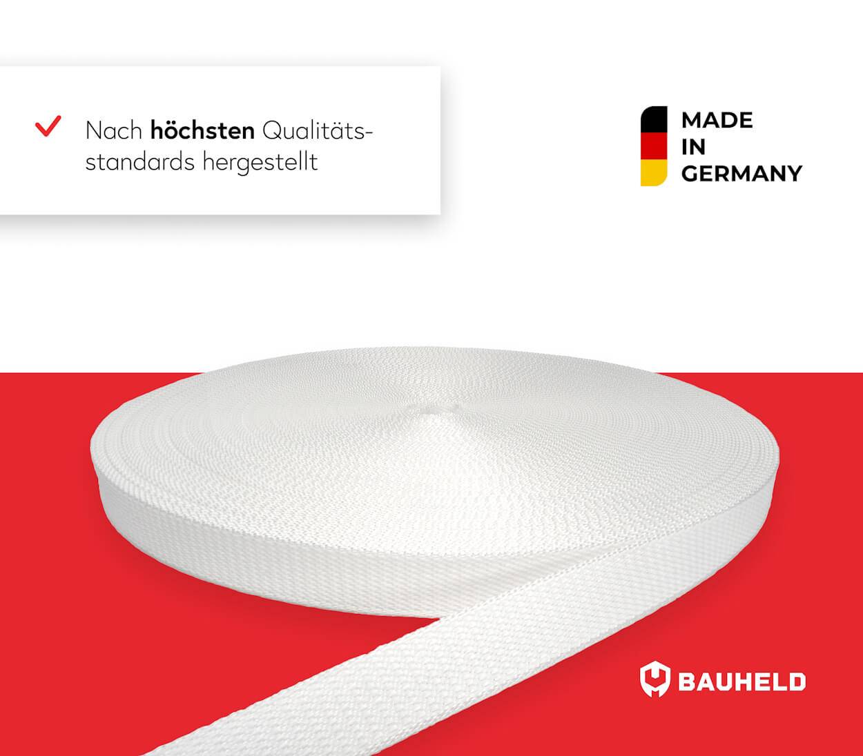 BAUHELD 50m Rollladengurt 23mm Weiß-3
