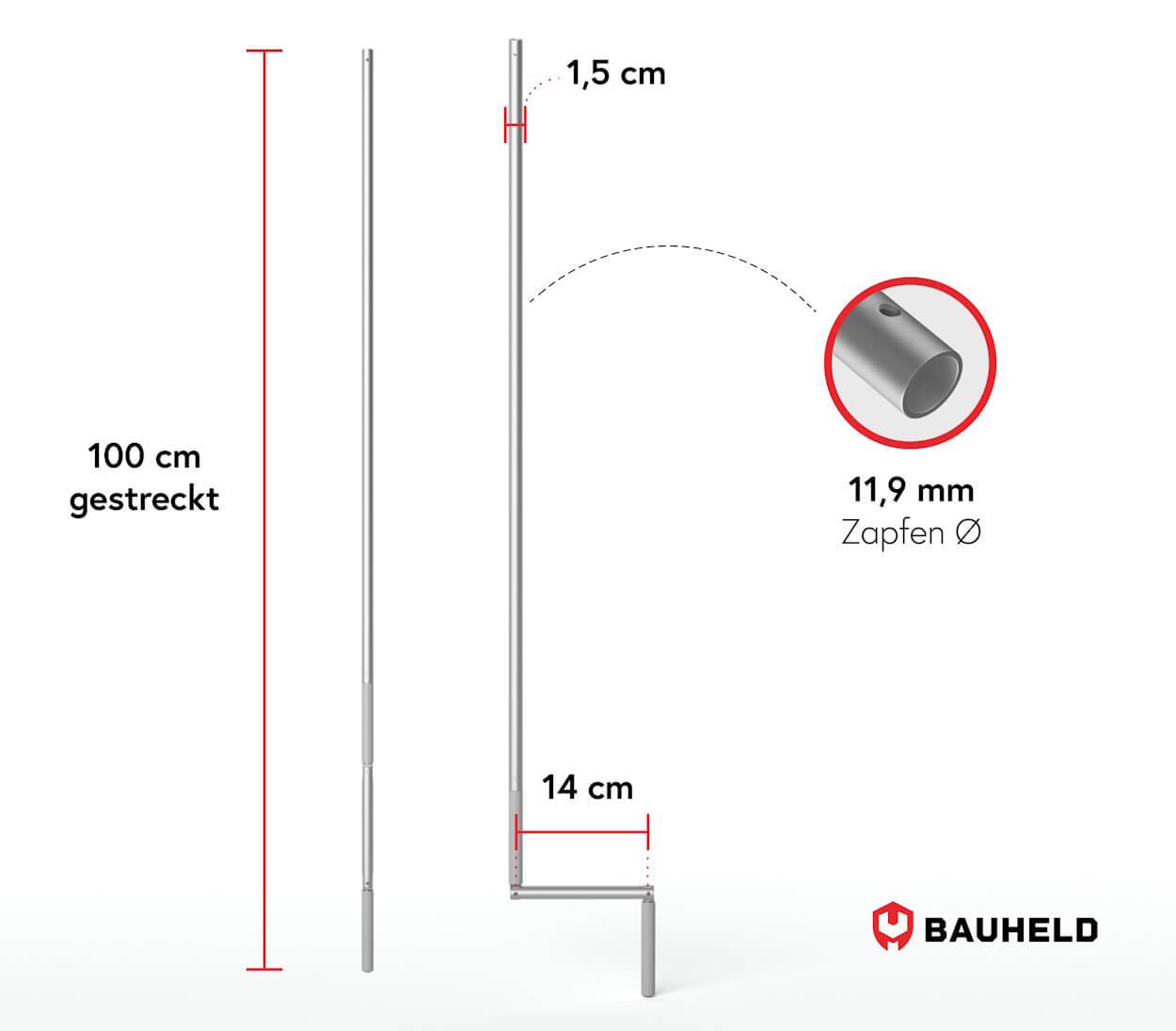 BAUHELD Rollladen Kurbelstange 100cm Grau-4