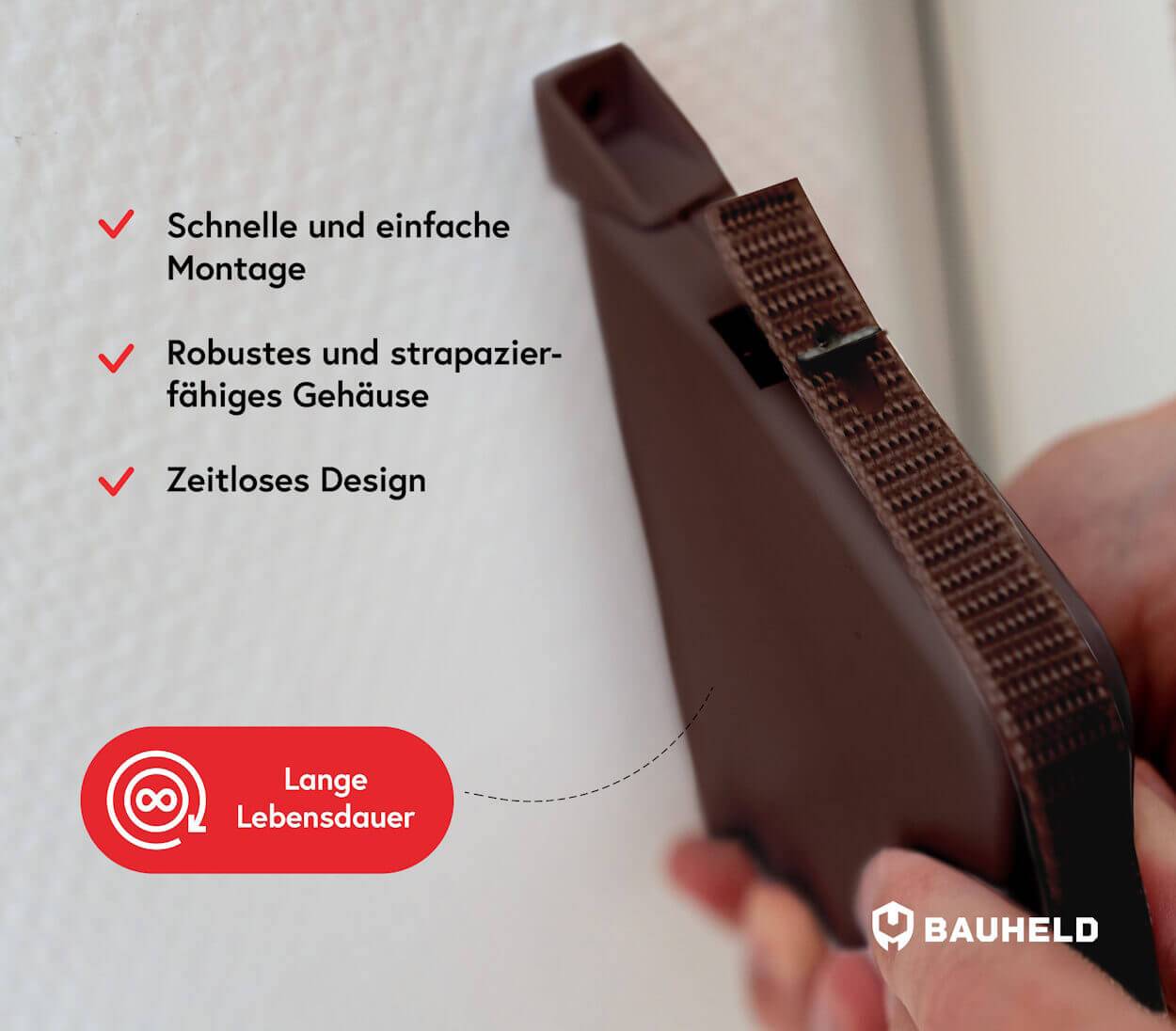 BAUHELD Rollladen Gurtwickler Aufputz 14mm Mini mit Einfädelautomatik Braun-1