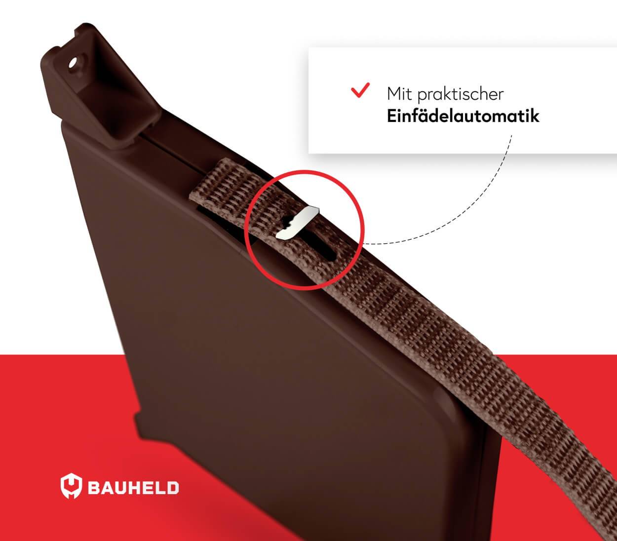 BAUHELD Rollladen Gurtwickler Aufputz 14mm Mini mit Einfädelautomatik Braun-2