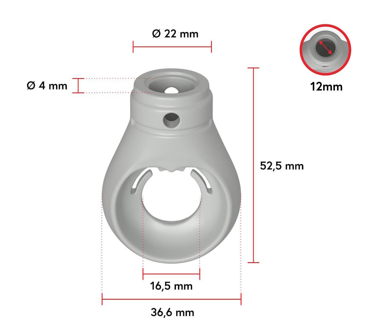 BAUHELD Markisenöse Rund 12 mm Ral 7035 für Kugelhaken-3