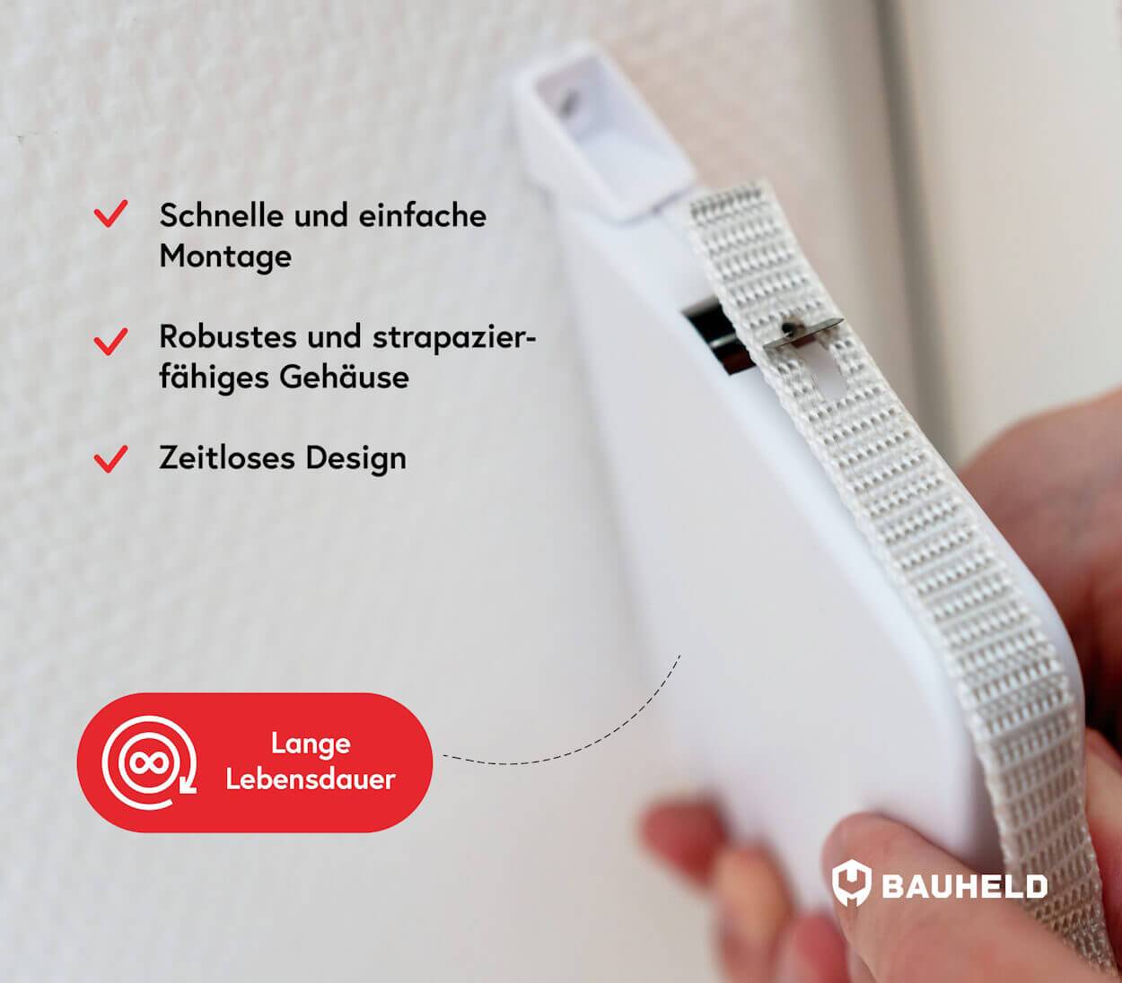 BAUHELD Rollladen Gurtwickler Aufputz 23mm Maxi mit Einfädelautomatik Weiß-4
