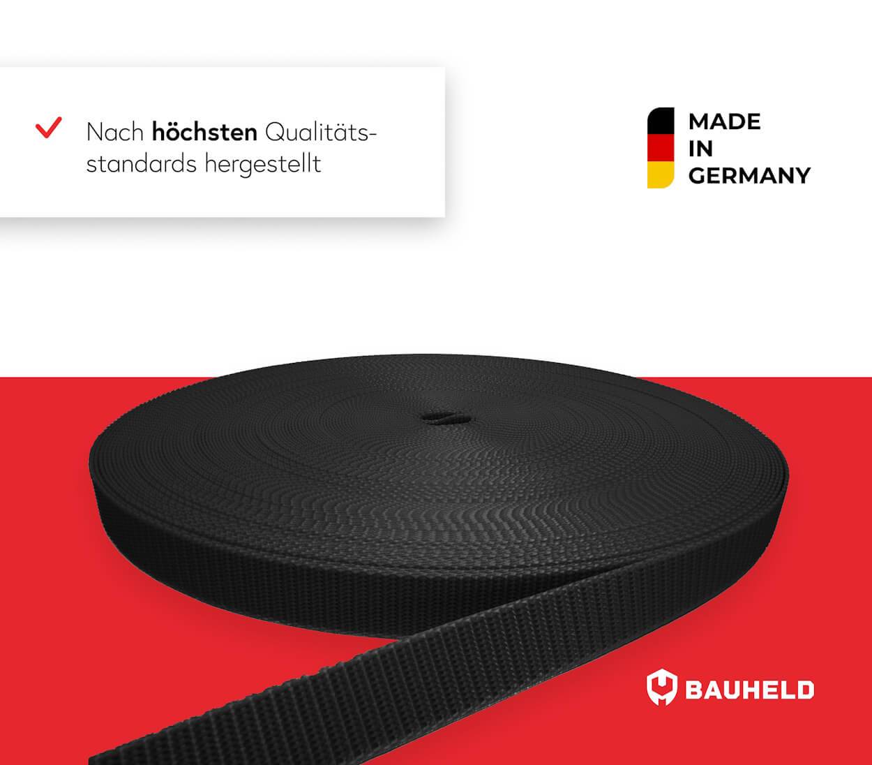 BAUHELD 50m Rollladengurt 14mm Schwarz-4