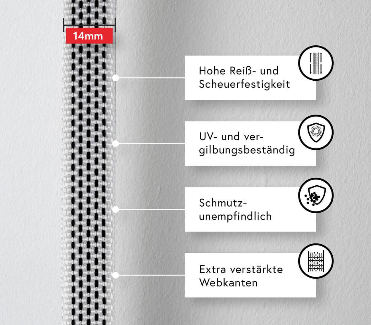 BAUHELD 50m Rollladengurt 14mm Schwarz Weiß-3