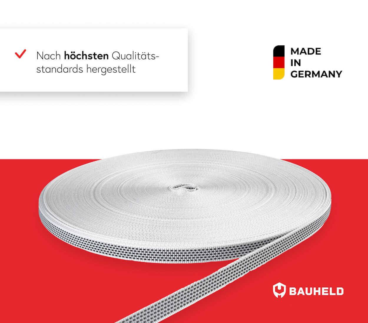 BAUHELD 50m Rollladengurt 14mm Schwarz Weiß-4