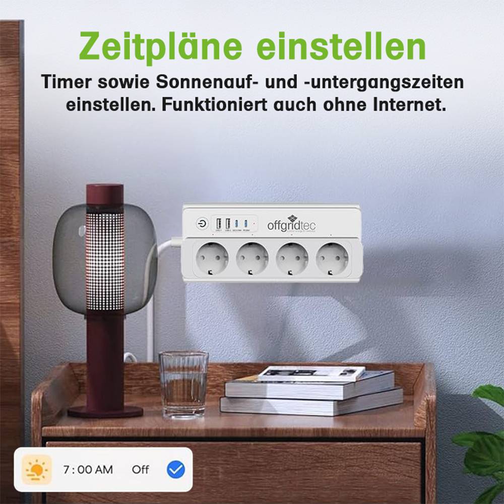 Offgridtec Smarte 4-fach Steckdosenleiste + 2x USB-A und 2x USB-C Anschluss mit Smart Life- oder Tuya-App - 1,5m Kabel-4