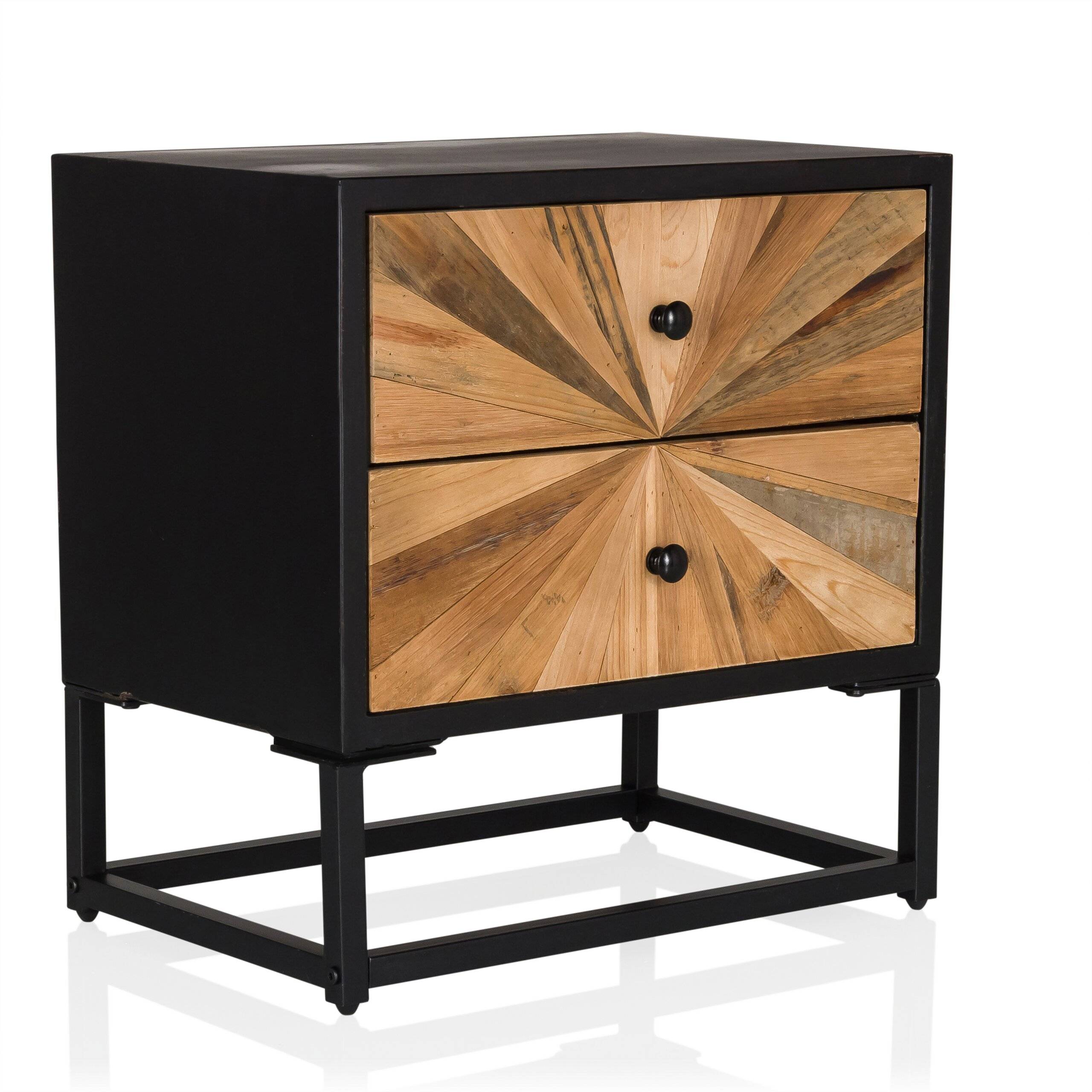 Beistelltisch Nachttisch SANTJAGO BLACK SUN S 2 Schubladen Tanne massiv hjh LIVING-0