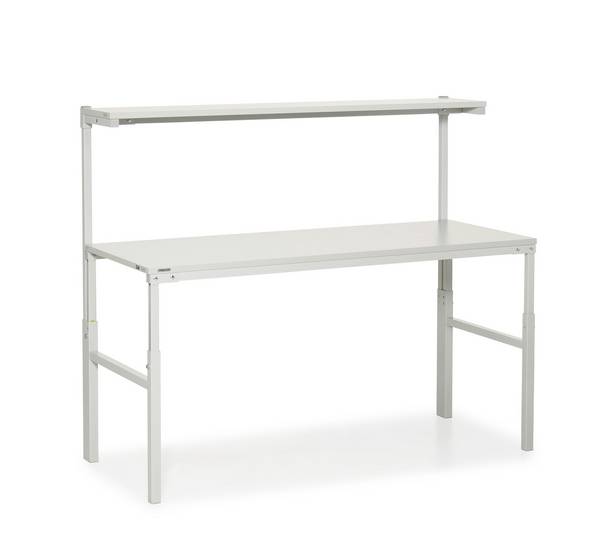 Treston Arbeitstisch TPH918 ESD mit Etagenbord, BxT 1800x900 mm, Höhenverstellung von 650 - 900 mm, ESD