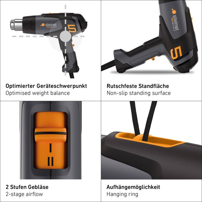 Steinel Heißluftpistole HM 2320 E KFZ Reparatur Set, 2300 W Heißluftgebläse, 80°-650°C, LCD-Display, Loc-Funktion-1