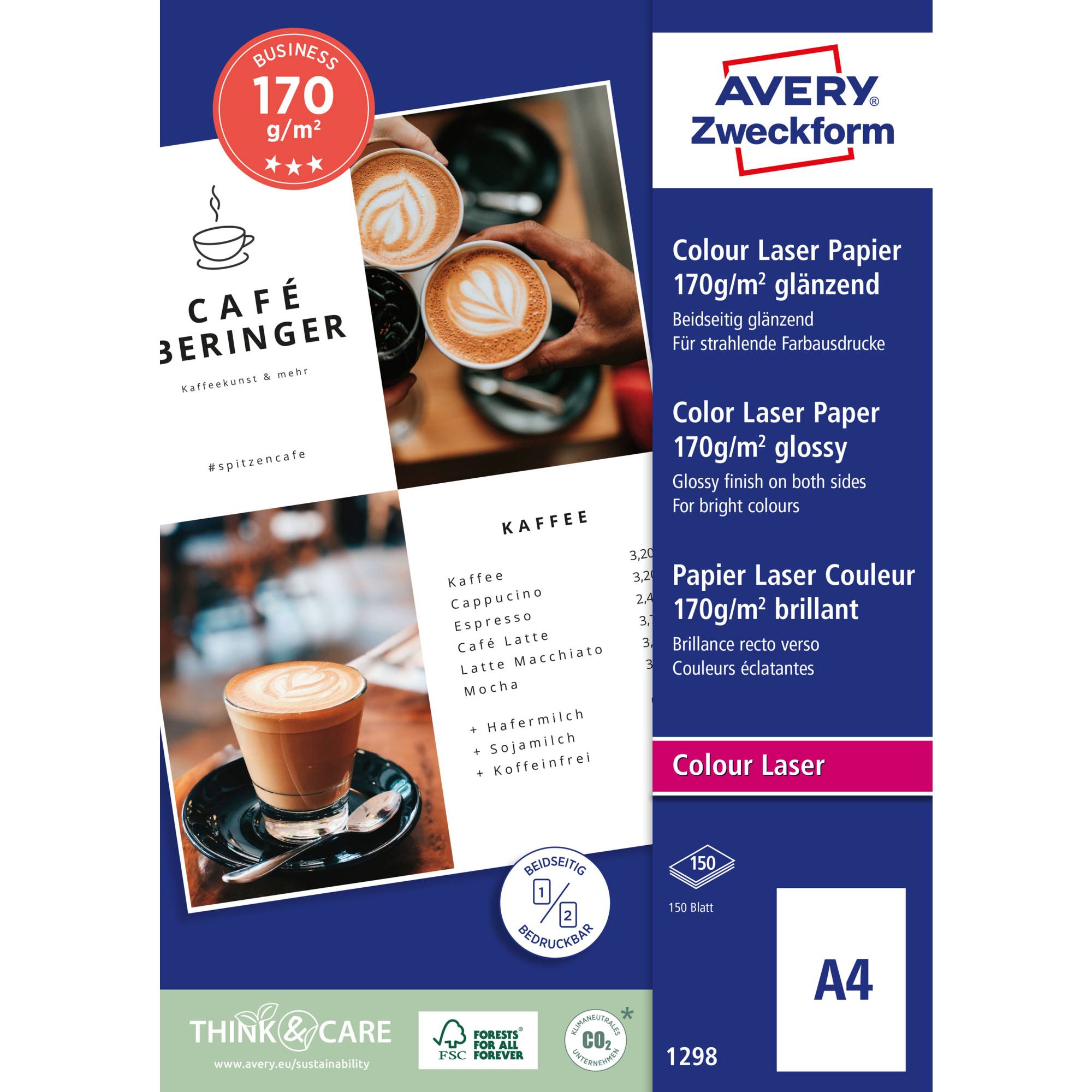 Farblaserpapier A4 beids. gl. 170g 200 Bl./Pa-0