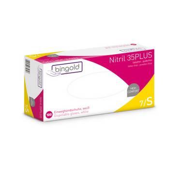 Bingold Nitril 35PLUS, weiß S   | Packung (100 Handschuhe)