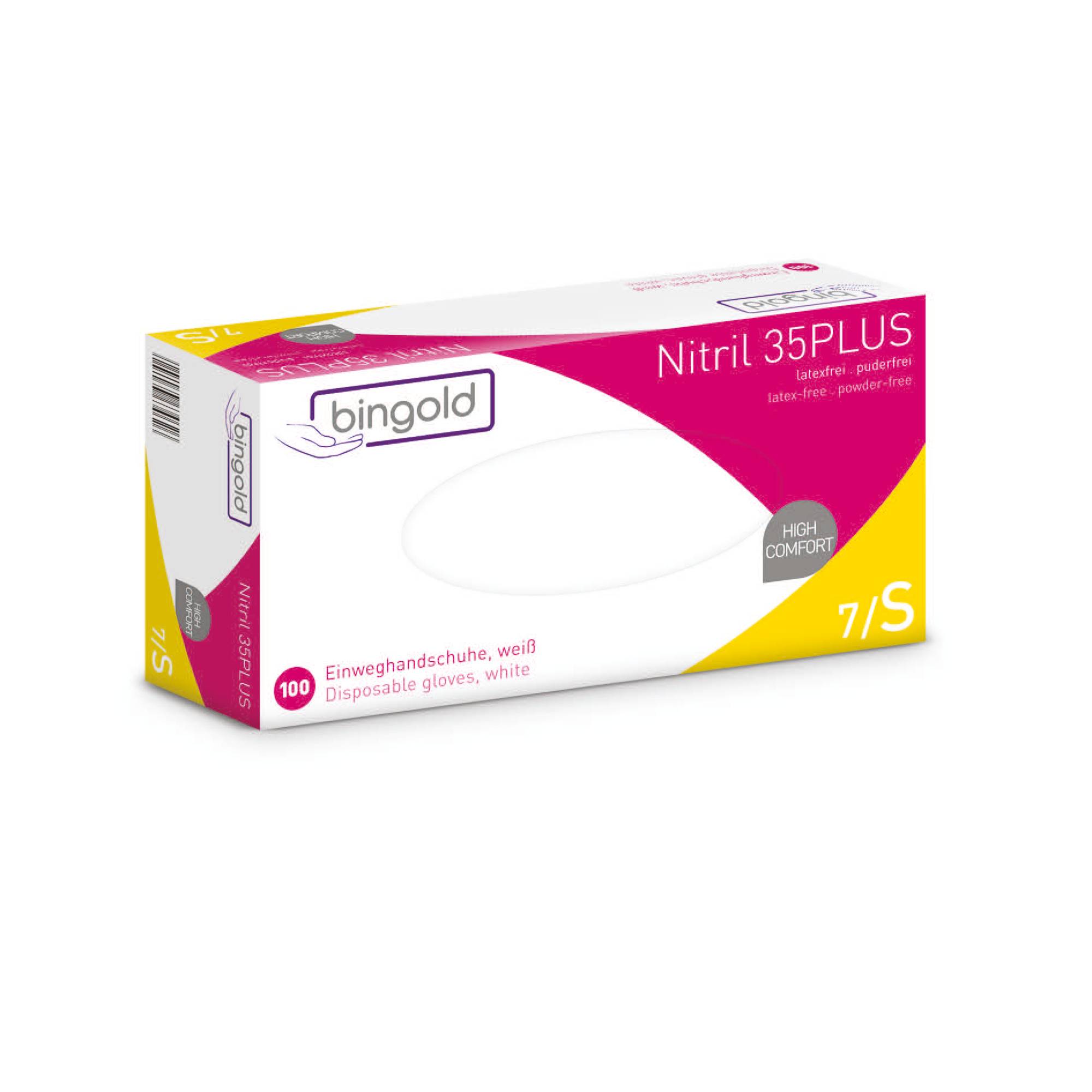 Bingold Nitril 35PLUS, weiß S | Packung (100 Handschuhe)-0