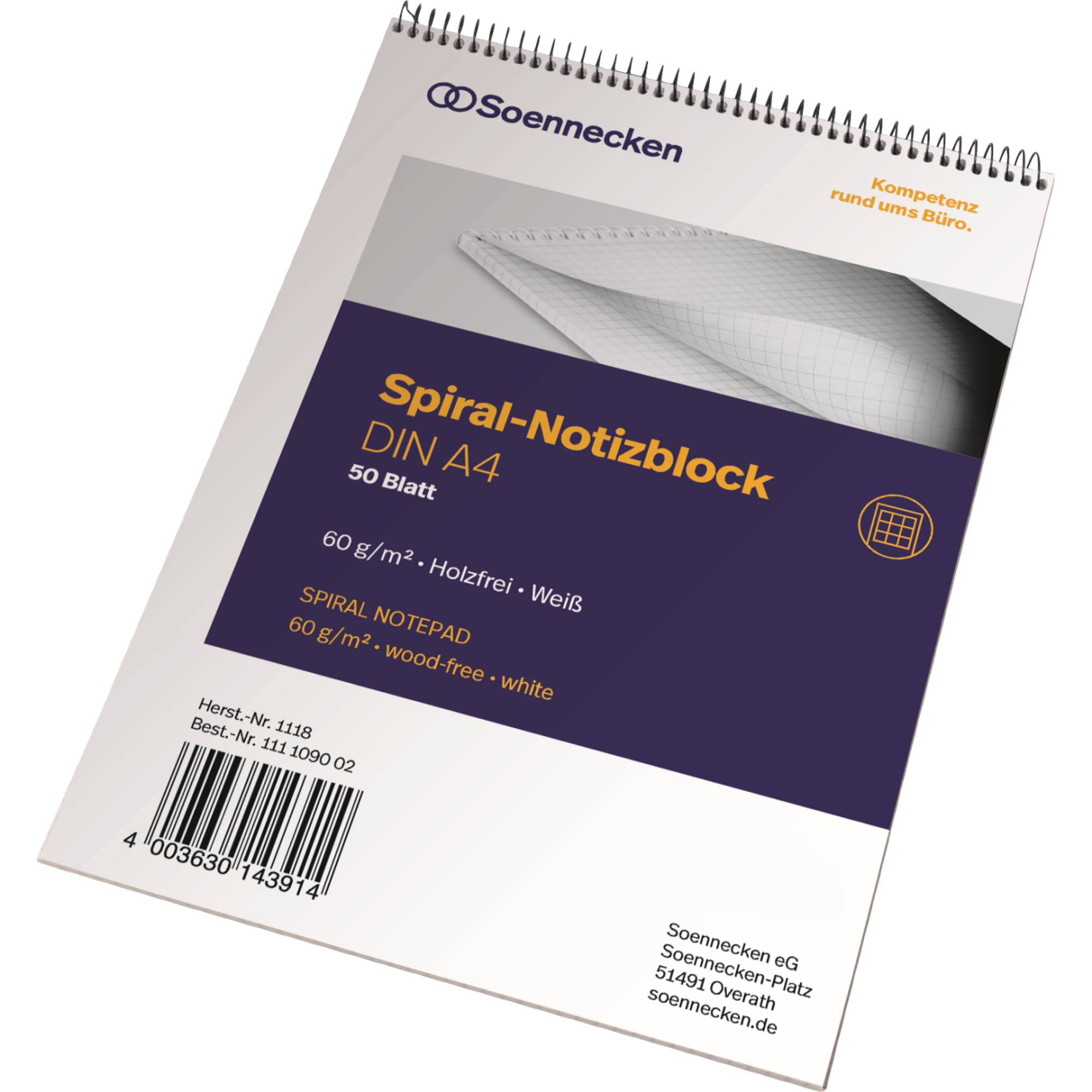 Notizblock DIN A4 60g kariert 50Blatt weiß-0