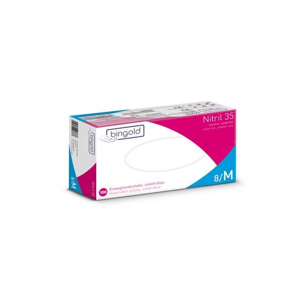 Bingold Nitril 35, violettblau M | Packung (100 Handschuhe)