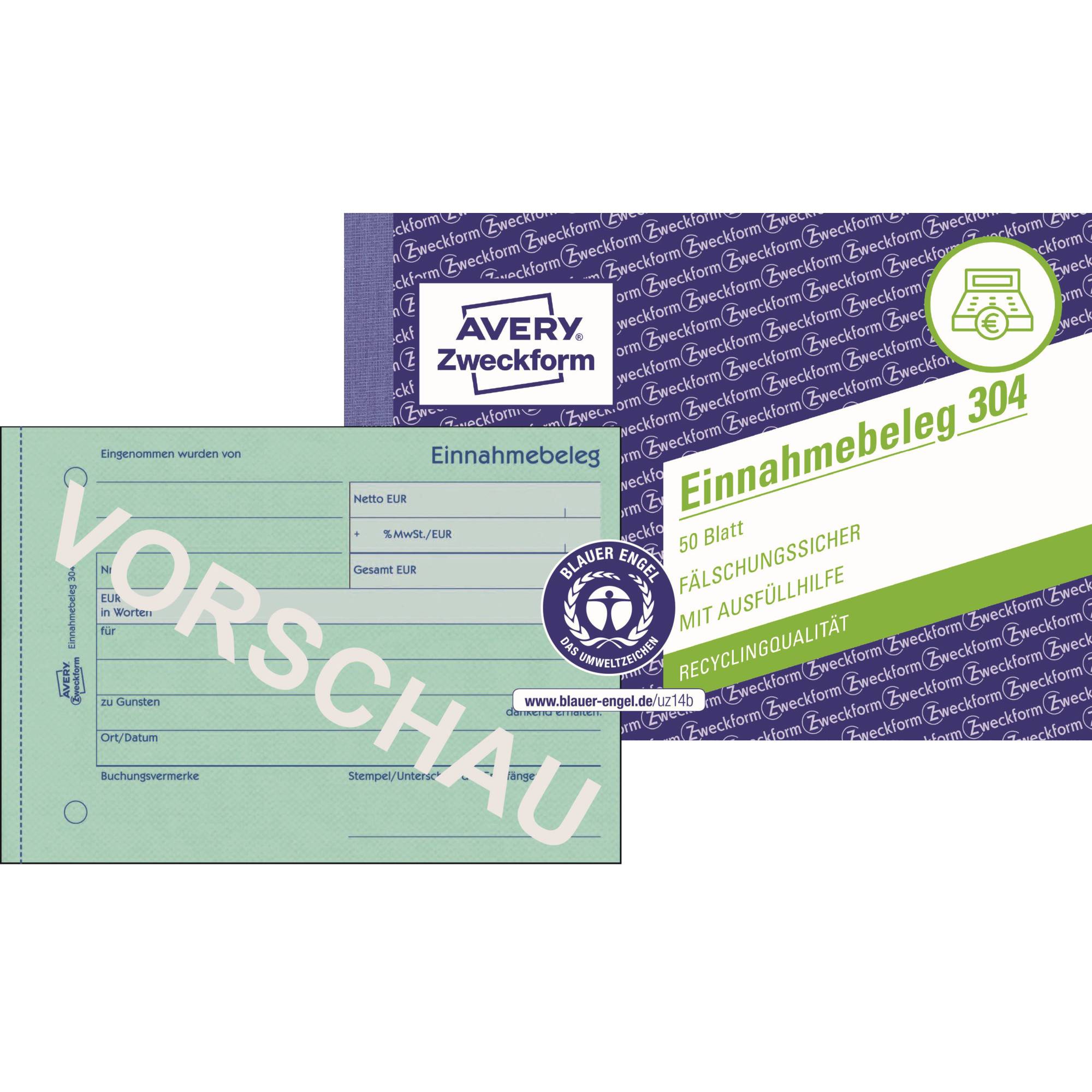 Einnahmebeleg DIN A6 quer 50Blatt - Artikel: 114028000-0