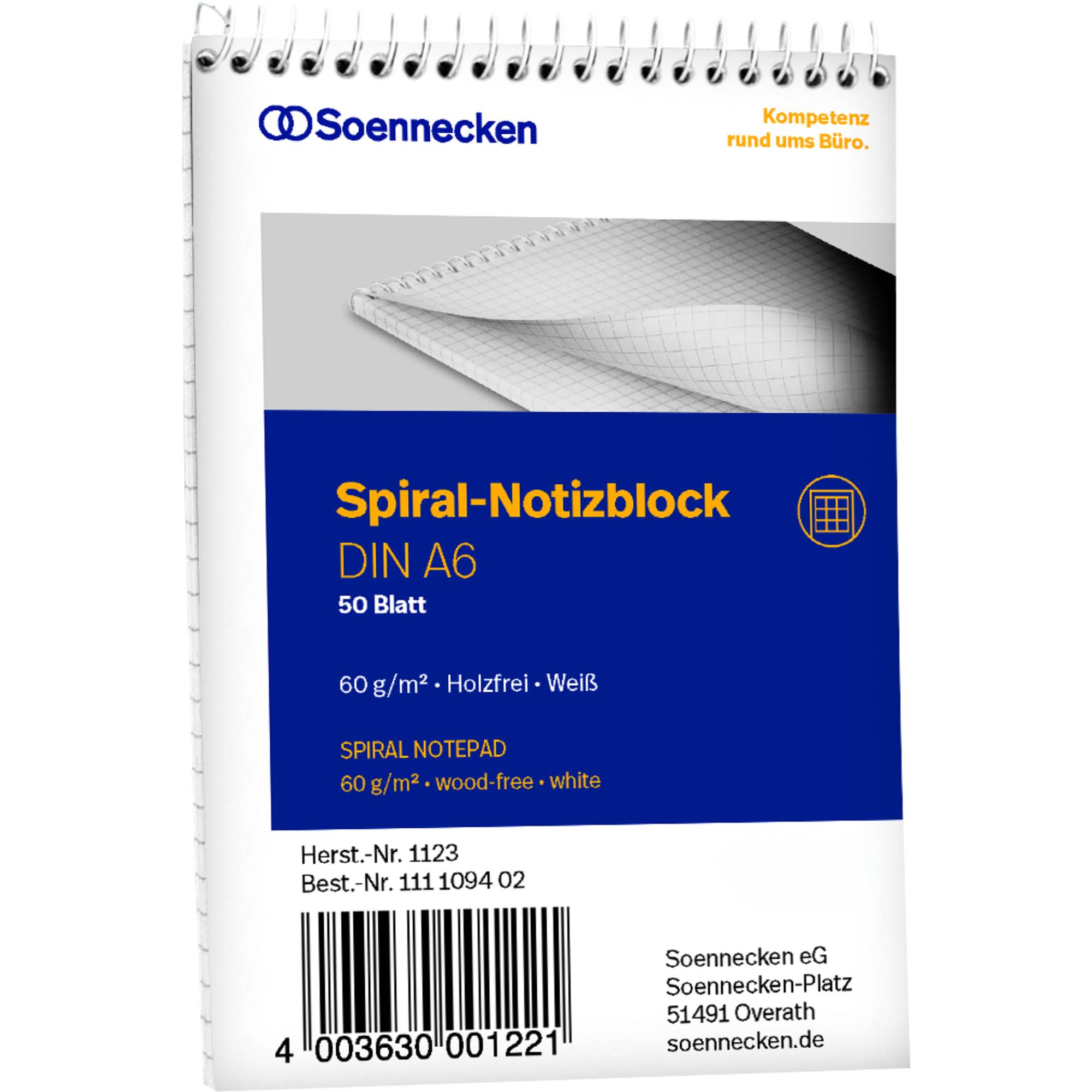 Notizblock DIN A6 60g kariert 50Blatt weiß-0