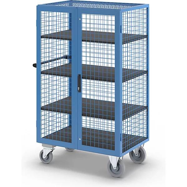 Etagenwagen Doppelflügeltür und Zentralstopp 3 Ladeflächen. TAKKT Industrial & Packaging GmbH 82685449-4