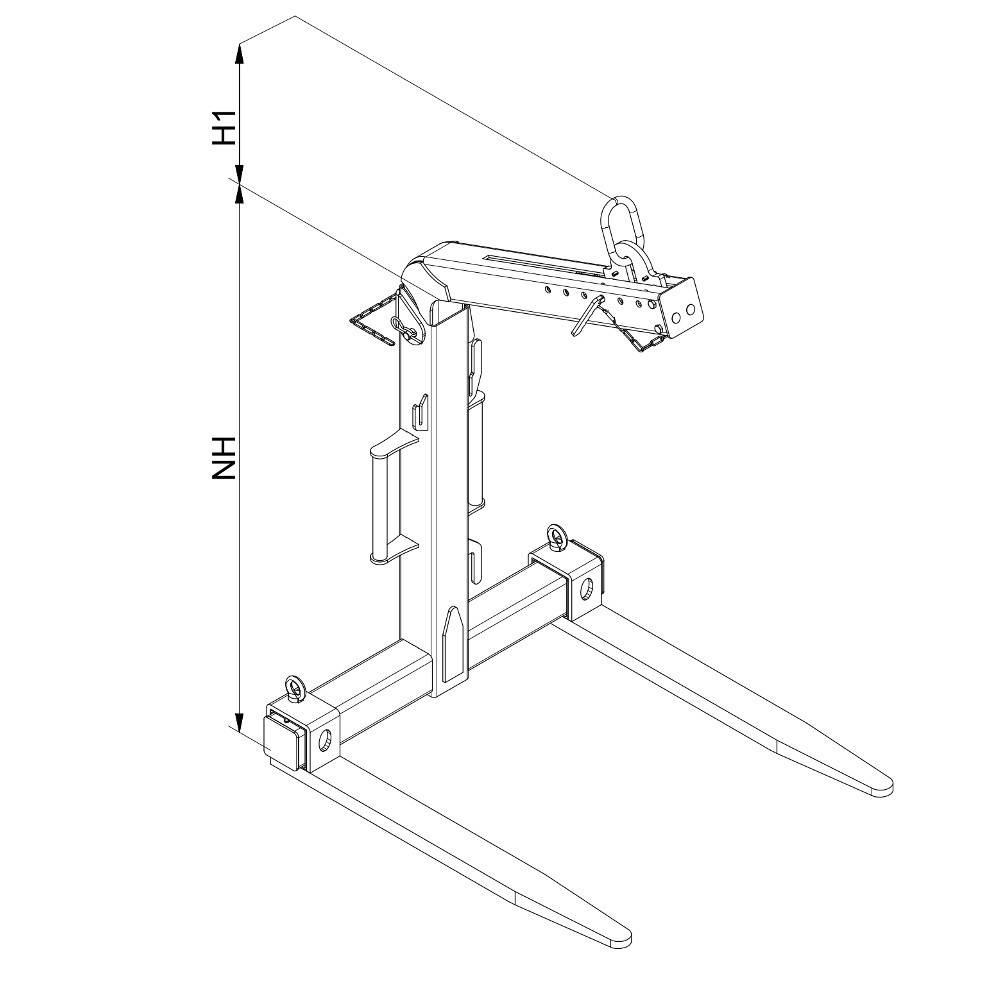 Eichinger® Krangabel mit automatischem Gewichtsausgleich, Zinken aus P-2