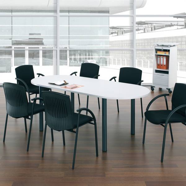 Geramöbel Konferenztisch Ovalform, BxT 2.000 x 1.000 mm, Ahorn/weißalu
