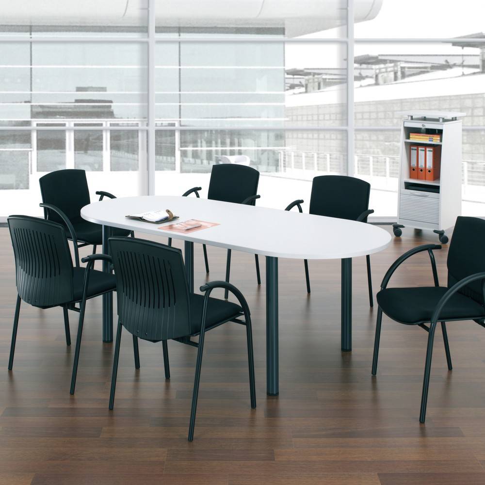 Geramöbel Konferenztisch Ovalform, BxT 2.000 x 1.000 mm, Ahorn/weißalu-0