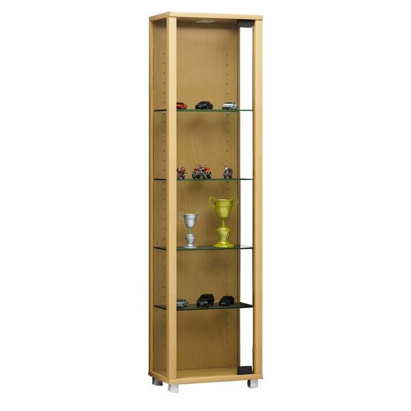 VCM Vitrine Edana Mini, mit 4 Einlegeböden, mit Beleuchtung, Buche