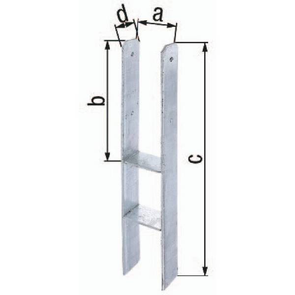 H-Pfostenträger ETA-10/0210 81x300x600x60mm STA roh TZN GAH