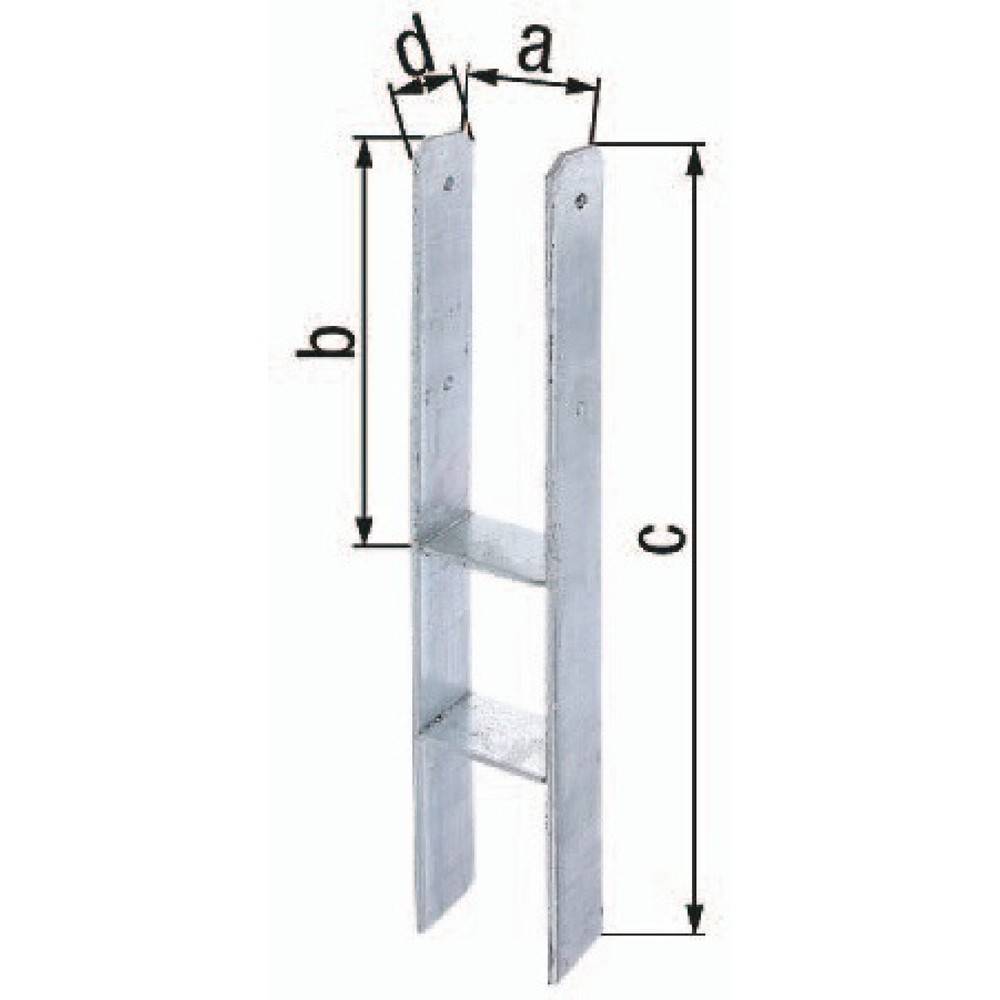 H-Pfostenträger ETA-10/0210 81x300x600x60mm STA roh TZN GAH-0