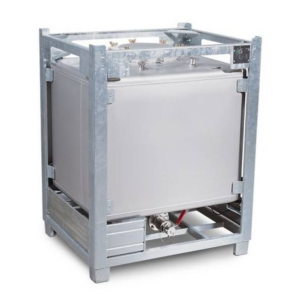 IBC aus Edelstahl, 1.000 l, rechteckig