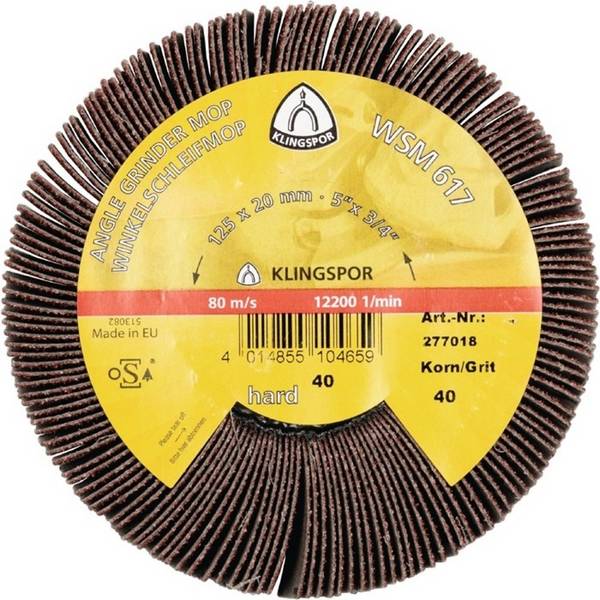 KLINGSPOR Schleifmoprad WSM 617, Ø125xB20mm, 120 braun, M14