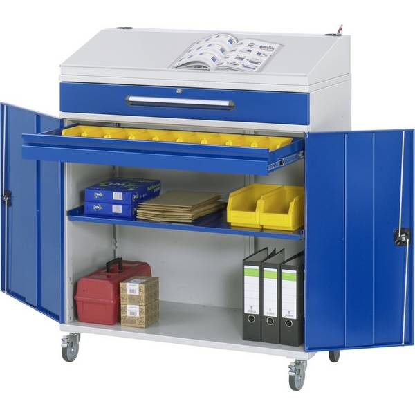RAU mobiles Rollpult, HxBxT 1.235-1.345 x 1.100 x 520 mm, Schubladen 1
