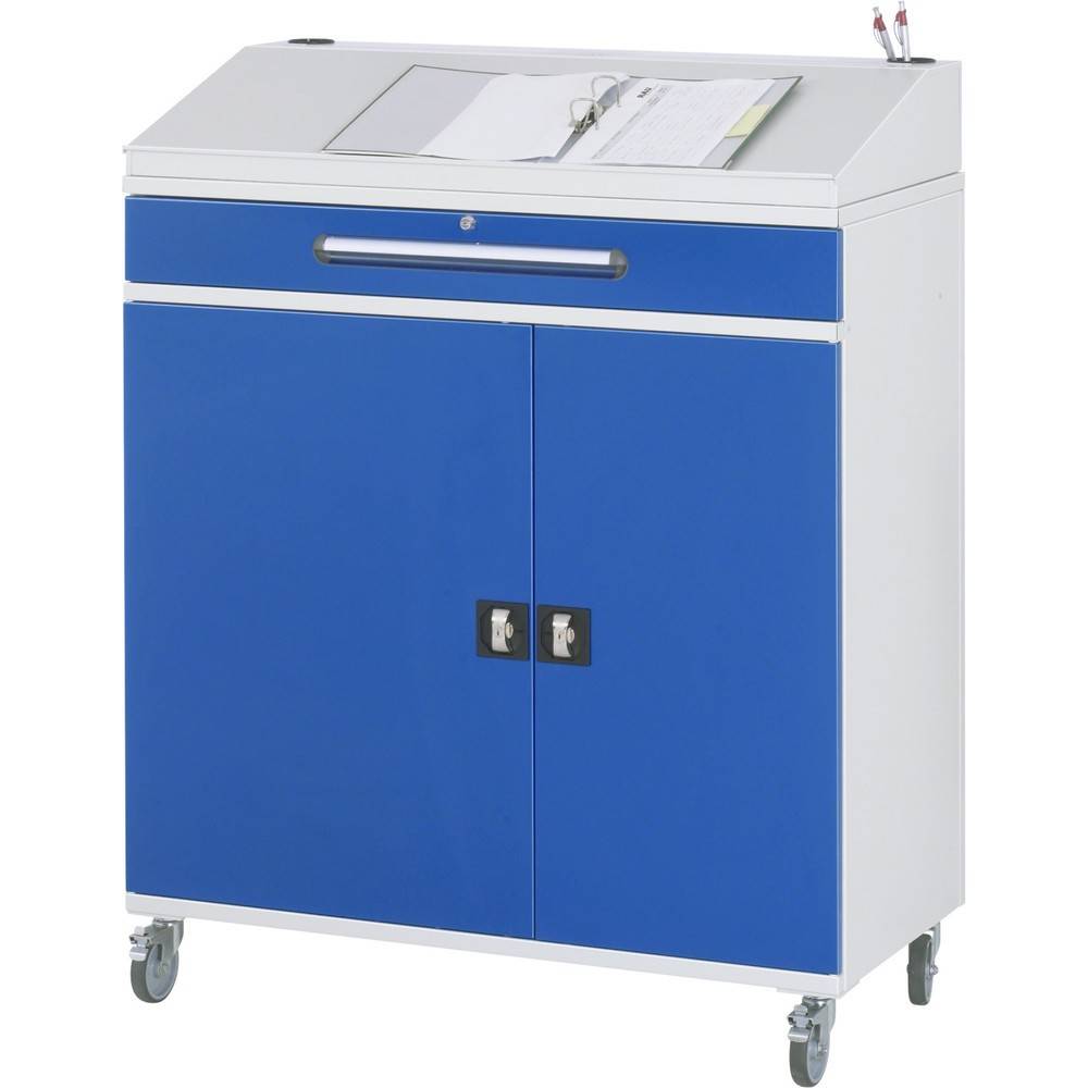 RAU mobiles Rollpult, HxBxT 1.235-1.345 x 1.100 x 520 mm, Schubladen 1-2