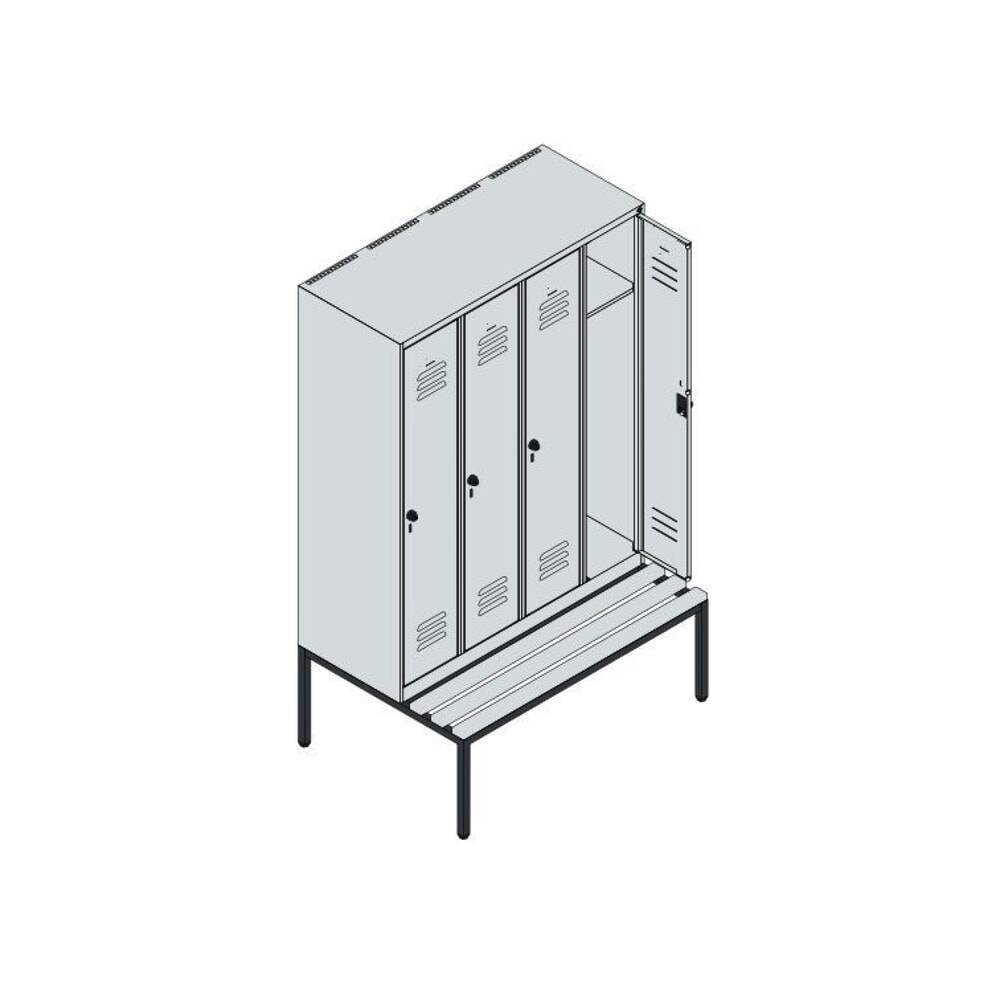 C+P Spind Classic PLUS, Bank, 4 Abteile, 1950x1200x815mm, 7035/3003-2