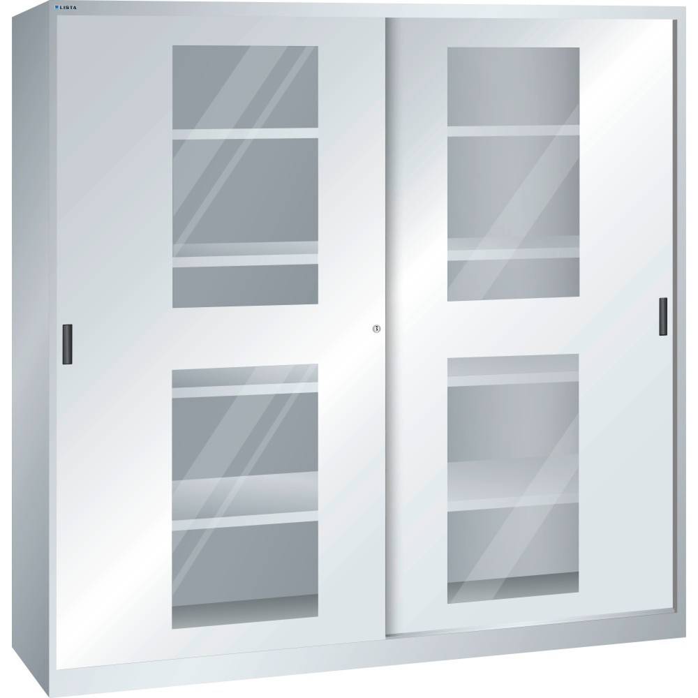 LISTA Schiebetürschrank, (BxTxH) 2000x400x1950mm, 8 Verstellböden, Sic-1