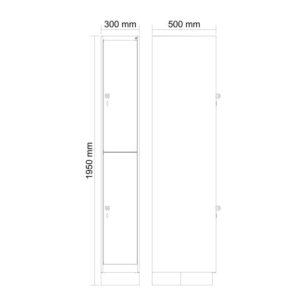 C+P Doppelstock-Spind Classic PLUS, Sockel, 1 Abteil, 1950x300x500mm, 7035/7035-1