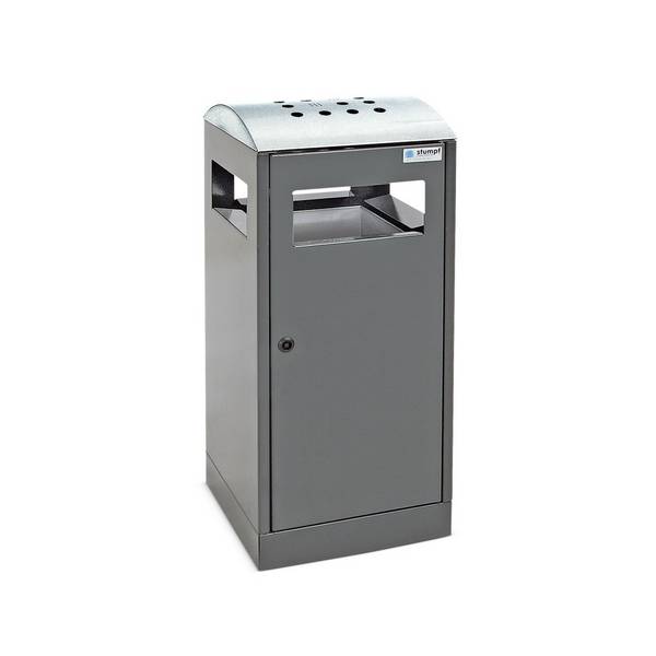 Abfallsammler mit Ascher Volumen 90 l anthrazitgrau. Stumpf Metall GmbH 54802349