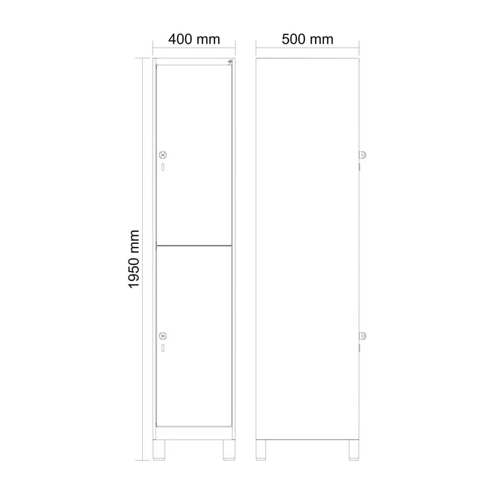 C+P Doppelstock-Spind Classic PLUS, Füße, 1 Abteil, 1950x400x500mm, 7035/7016-2