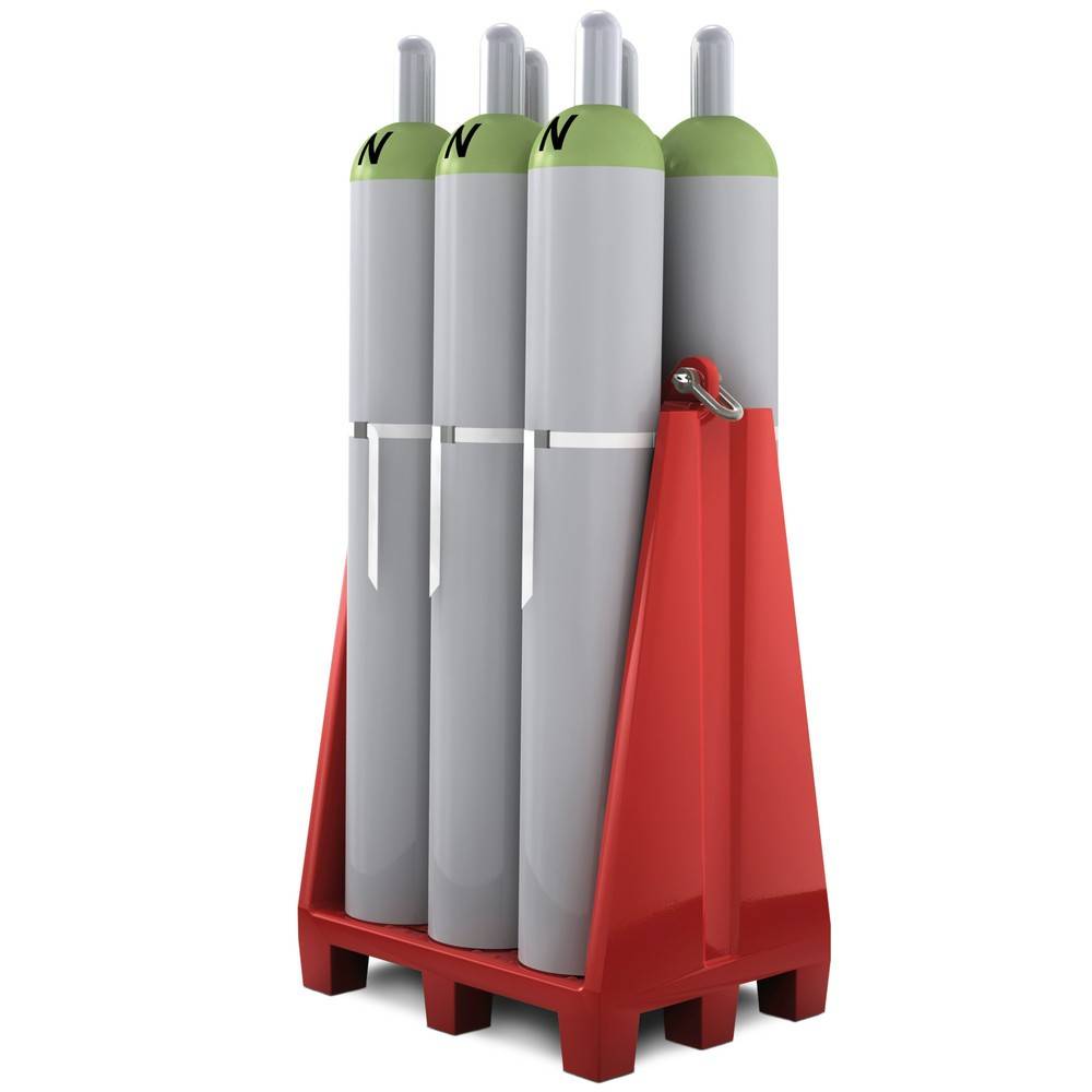Denios Gasflaschenpalette aus PE, für bis zu 6 Gasflaschen à max. Ø 23-1