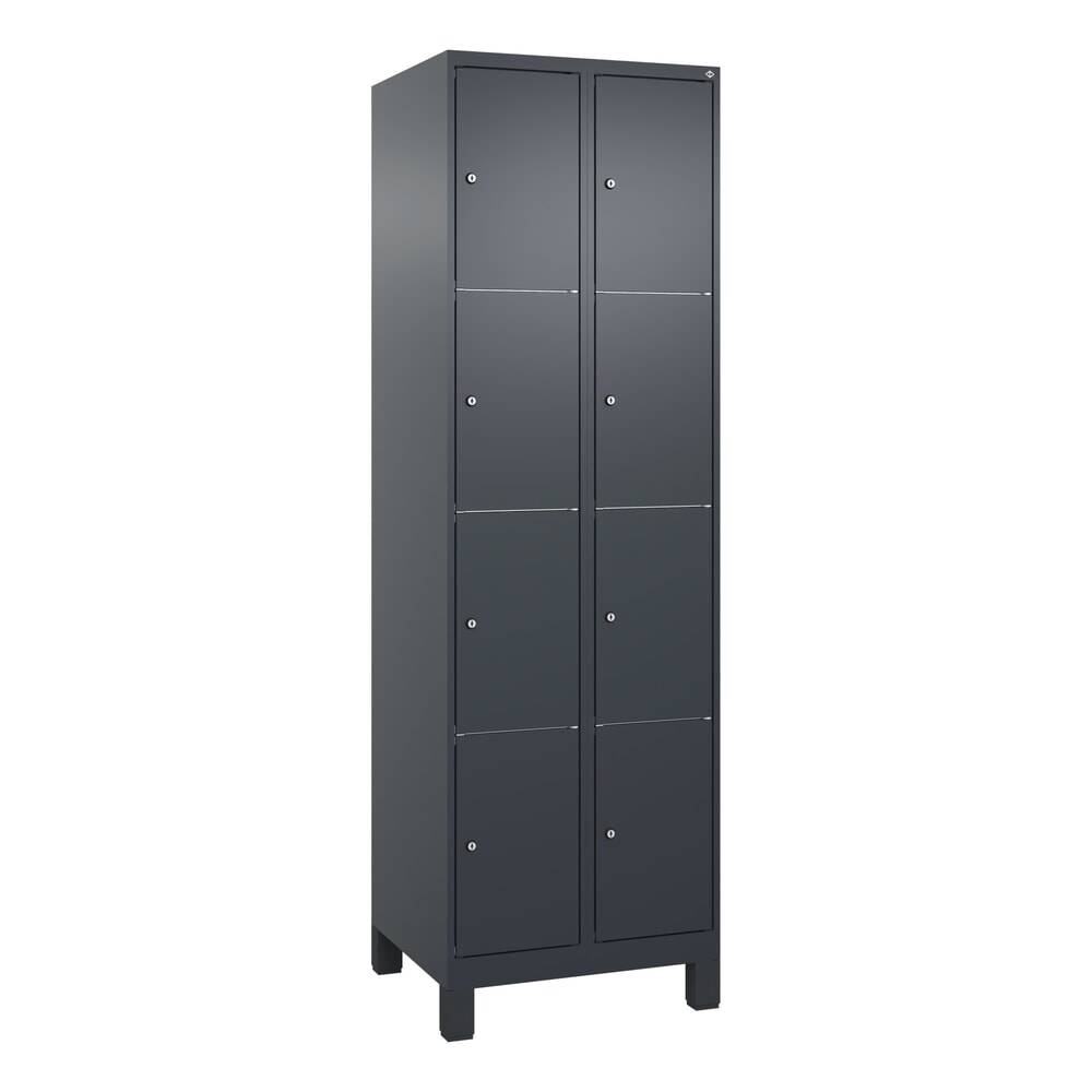 C+P Schließfachschrank Classic PLUS, Füße, 2 Abteile, 1950x600x500mm, 7016/7016-2