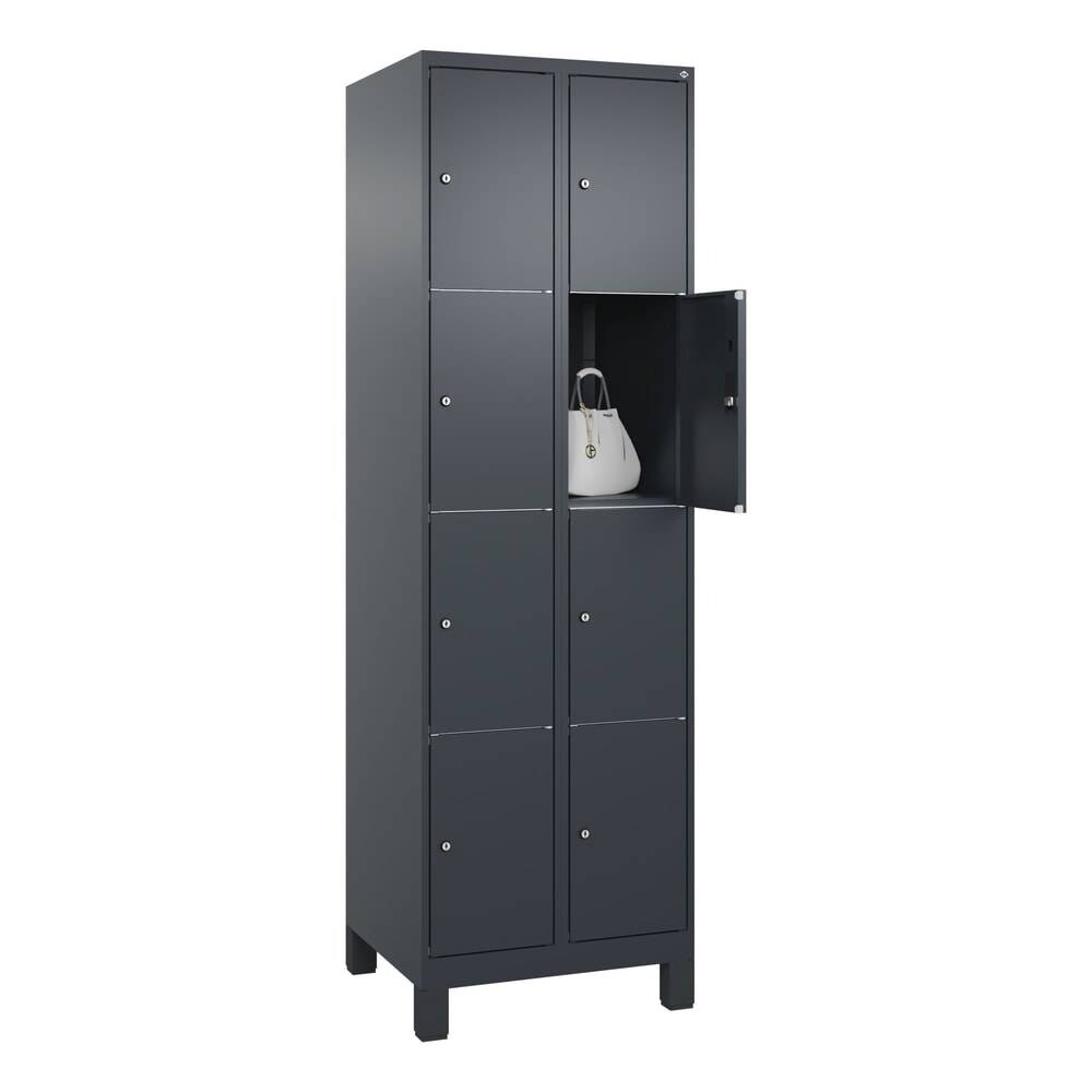 C+P Schließfachschrank Classic PLUS, Füße, 2 Abteile, 1950x600x500mm, 7016/7016-3