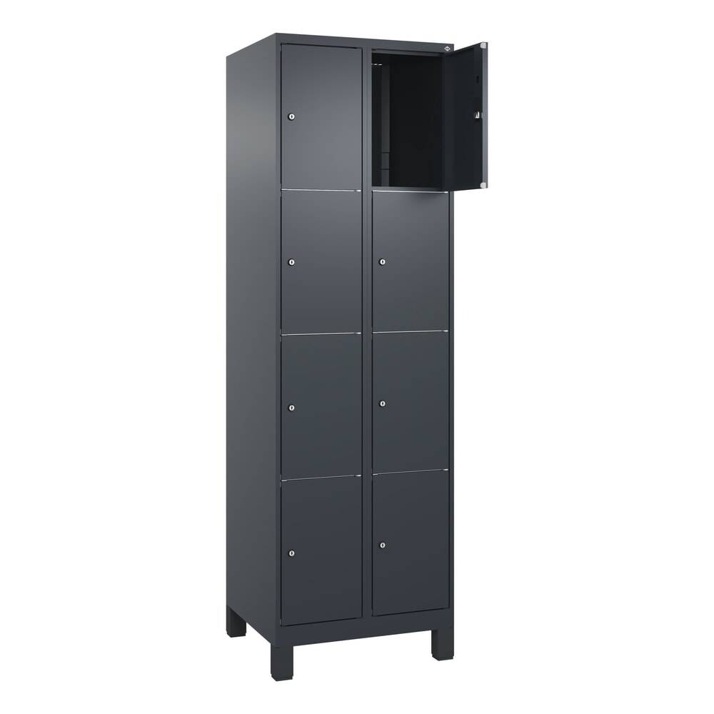 C+P Schließfachschrank Classic PLUS, Füße, 2 Abteile, 1950x600x500mm, 7016/7016-4