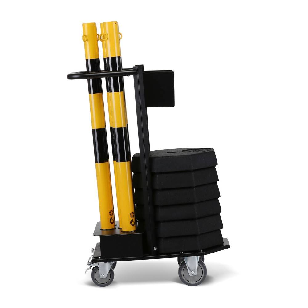 Sperrpfostenset STA schwarz/gelb m.Wagen D60xH1000mm 6 Pfosten u.Kette à 25m-1