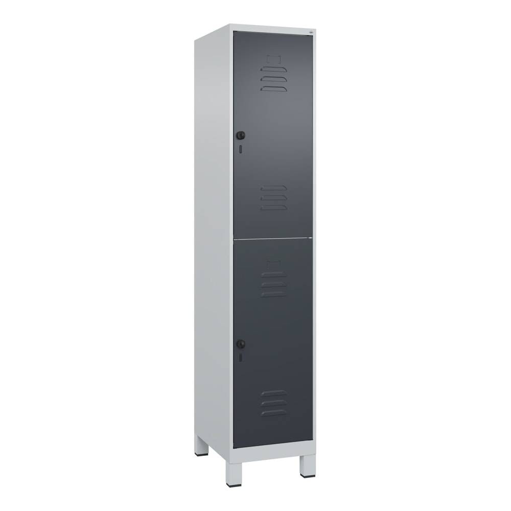 C+P Doppelstock-Spind Classic PLUS, Füße, 1 Abteil, 1950x400x500mm, 7035/7016-3