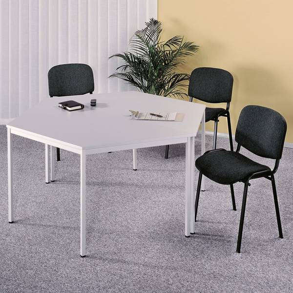Konferenztisch Klassic, Trapez mit Quadratrohr, BxT 1.600 x 690 mm, gr